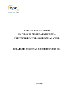Relatório de Gestão 2011 – EPE