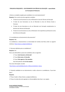 PERGUNTAS FREQUENTES &ndash; DOUTORAMENTO EM CI&Ecirc;NCIAS