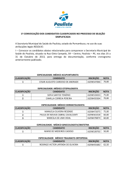 Primeira Convoca&ccedil;&atilde;o de Candidatos Classificados no