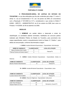 PORTARIA N&ordm; , DE MAR&Ccedil;O DE 2007 - Minist&eacute;rio P&uacute;blico do Estado