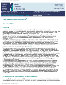 VULNERABILIDADES SOCIAIS AOS DESASTRES