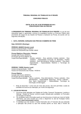 PR - Convoca&ccedil;&atilde;o para a prova