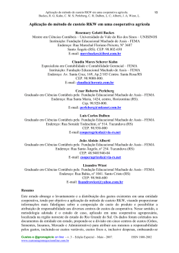 Aplica&ccedil;&atilde;o do m&eacute;todo de custeio RKW em uma cooperativa agr&iacute;cola
