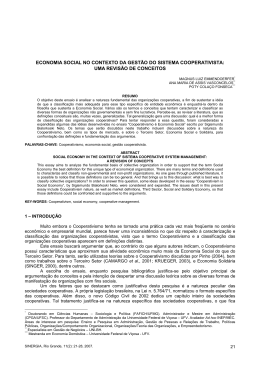 economia social no contexto da gest&atilde;o do sistema cooperativista