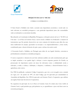 PROJECTO DE LEI N.&ordm; 898/XII C&Oacute;DIGO COOPERATIVO O Setor