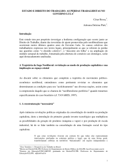 ESTADO E DIREITO DO TRABALHO: AS PERDAS TRABALHISTAS