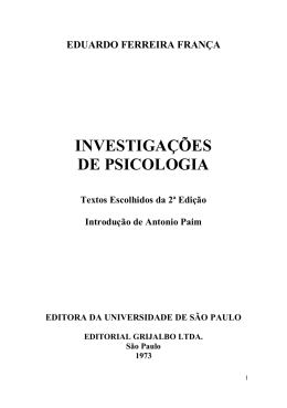 Investiga&ccedil;&otilde;es de Psicologia - Centro de Documenta&ccedil;&atilde;o do
