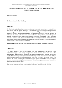 Viabilidade Econ&ocirc;mica da Energia Solar nas &Aacute;reas Rurais do