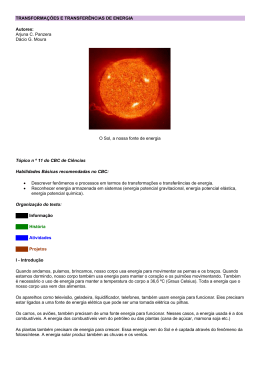Arjuna C. Panzera D&aacute;cio G. Moura O Sol, a nossa fonte de energia
