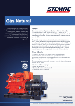Especificações Técnicas - Gás