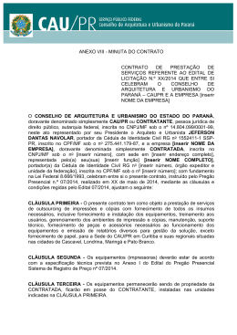 Anexo VIII &ndash; Minuta do Contrato &ndash; Edital 07-2014