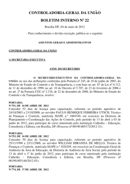 Edi&ccedil;&atilde;o n&ordm; 22, de 4 de maio de 2012 - Controladoria