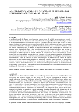 a sa&uacute;de-doen&ccedil;a mental e a capacidade de resposta dos servi&ccedil;os de