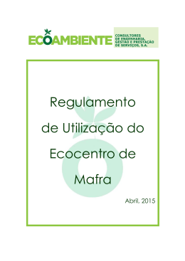 Regulamento de Utilização do Ecocentro de Mafra