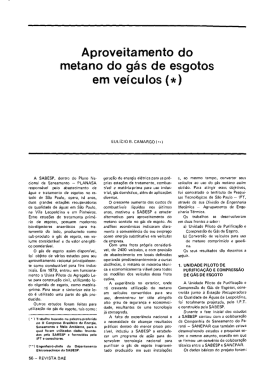 Aproveitamento do metano do g&aacute;s de esgotos em