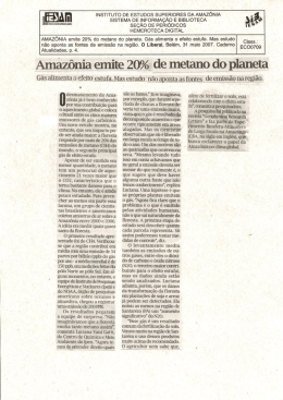 31/05/2007 - Amazônia emite 20% de metano do planeta