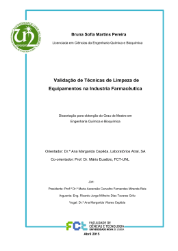 Valida&ccedil;&atilde;o de T&eacute;cnicas de Limpeza de Equipamentos na