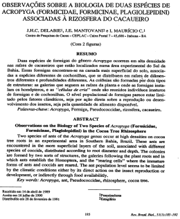 QBSERVA&Ccedil;&Otilde;ES SOBRE A BIOLOGIA DE DUAS