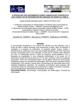 a percep&ccedil;&atilde;o dos enfermeiros sobre
