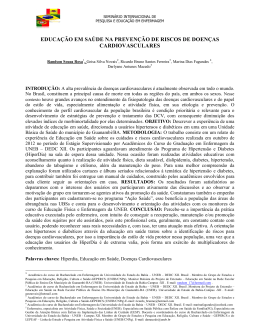 educa&ccedil;&atilde;o em sa&uacute;de na preven&ccedil;&atilde;o de riscos de doen&ccedil;as