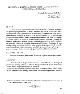 EDUCAÇÃO À DISTÂNCIA: NOTAS SOBRE A APRENDIZAGEM