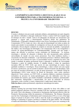 A EXPERI&Ecirc;NCIA DO ENSINO &Agrave; DIST&Acirc;NCIA (EAD) E SUAS