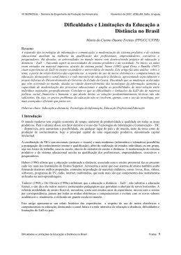 Dificuldades e limita&ccedil;&otilde;es da educa&ccedil;&atilde;o a