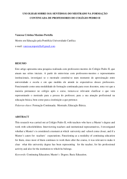 DO MESTRADO NA FORMA&Ccedil;&Atilde;O CONTINUADA DE