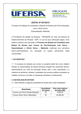 EDITAL N&ordm; 001/2015 - Pr&oacute;-Reitoria de Gest&atilde;o de Pessoas