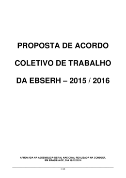 proposta de acordo coletivo de trabalho da ebserh &ndash; 2015
