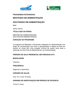 MESTRADO EM ADMINISTRAÇÃO DOUTORADO EM