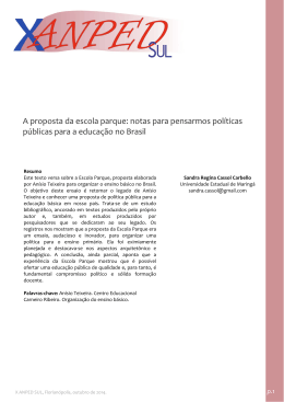 A proposta da escola parque: notas para pensarmos