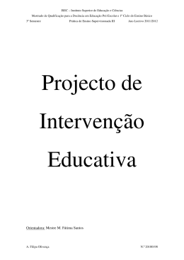 Projecto de Intervenção Educativa