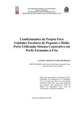 Condicionantes de Projeto Para Unidades Escolares de