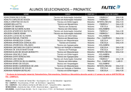 ALUNOS SELECIONADOS &ndash; PRONATEC