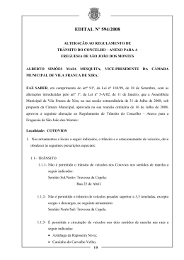 Altera&ccedil;&atilde;o ao Regulamento de Tr&acirc;nsito do Concelho