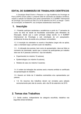 1. Inscri&ccedil;&atilde;o 2. Temas dos Trabalhos