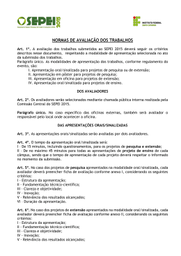NORMAS DE AVALIA&Ccedil;&Atilde;O DOS TRABALHOS