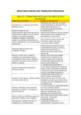 a rela&ccedil;&atilde;o parcial dos trabalhos aprovados