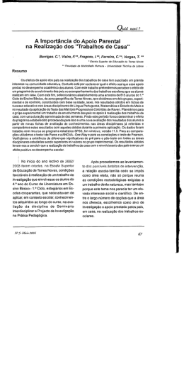 A Import&acirc;ncia do Apoio Parental na Realiza&ccedil;&atilde;o dos "Trabalhos de