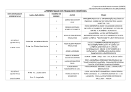 APRESENTA&Ccedil;AO DOS TRABALHOS CIENT&Iacute;FICOS