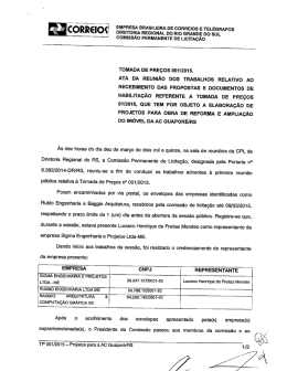 TOMADA DE PRE&Ccedil;OS 001/2015. ATA DA REUNI&Atilde;O Dos