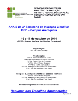 Resumos dos Trabalhos Apresentados