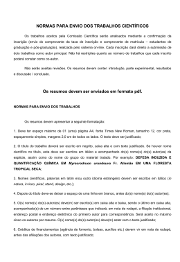 NORMAS PARA ENVIO DOS TRABALHOS