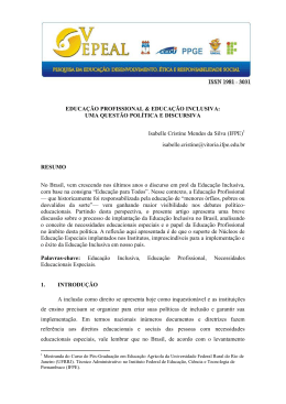 EDUCA&Ccedil;&Atilde;O PROFISSIONAL & EDUCA&Ccedil;&Atilde;O INCLUSIVA: