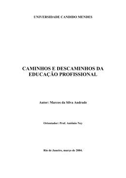 CAMINHOS E DESCAMINHOS DA EDUCAÇÃO PROFISSIONAL