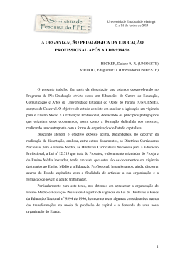 a organiza&ccedil;&atilde;o pedag&oacute;gica da educa&ccedil;&atilde;o profissional ap&oacute;s a ldb