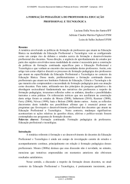 a forma&ccedil;&atilde;o pedag&oacute;gica do professor da educa&ccedil;&atilde;o profissional e