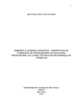 SABERES E FAZERES DOCENTES &ndash; NARRATIVAS DE