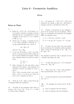 Retas - Geometria Anal&iacute;tica